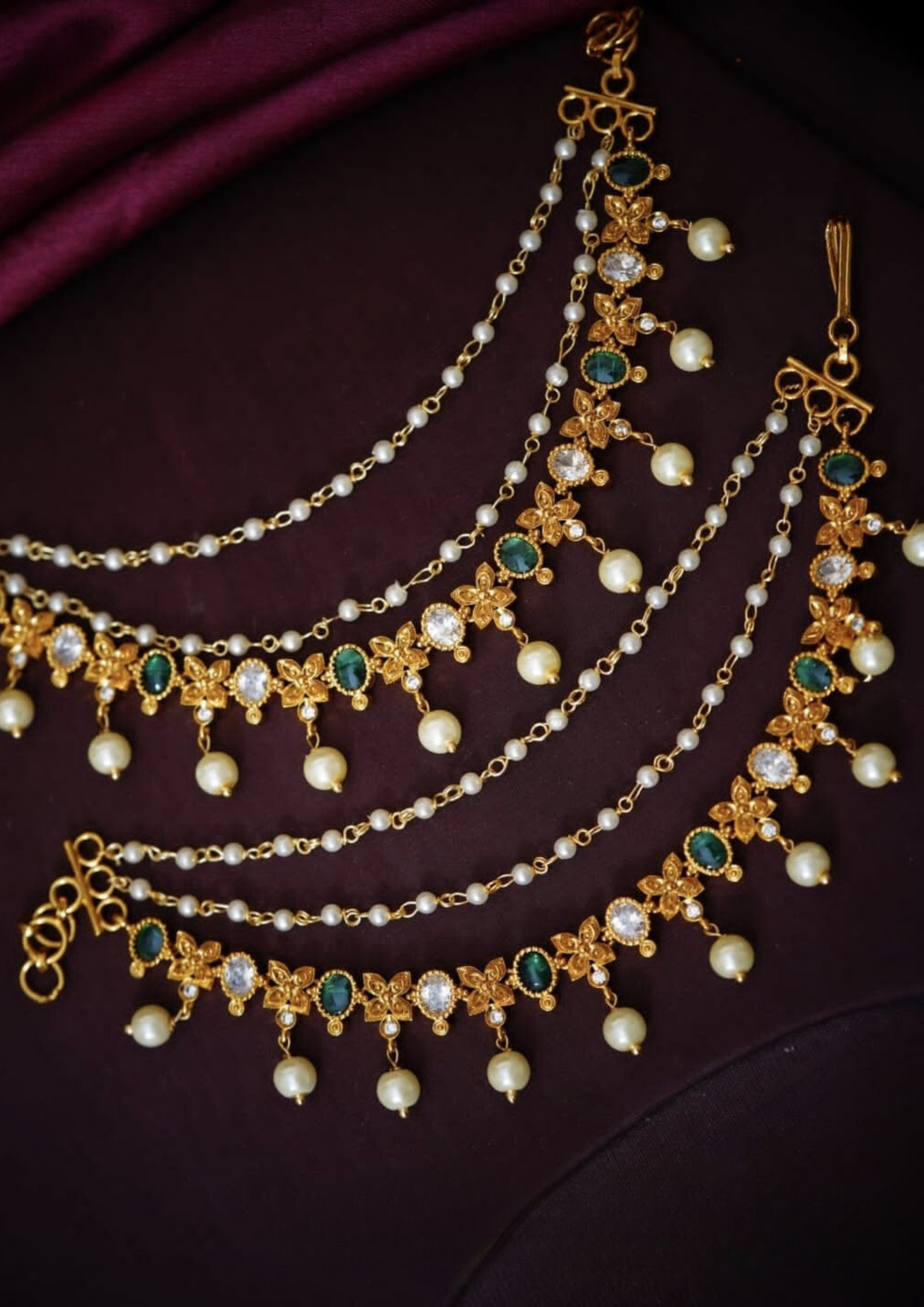 kundan and beads earchains Styleno140