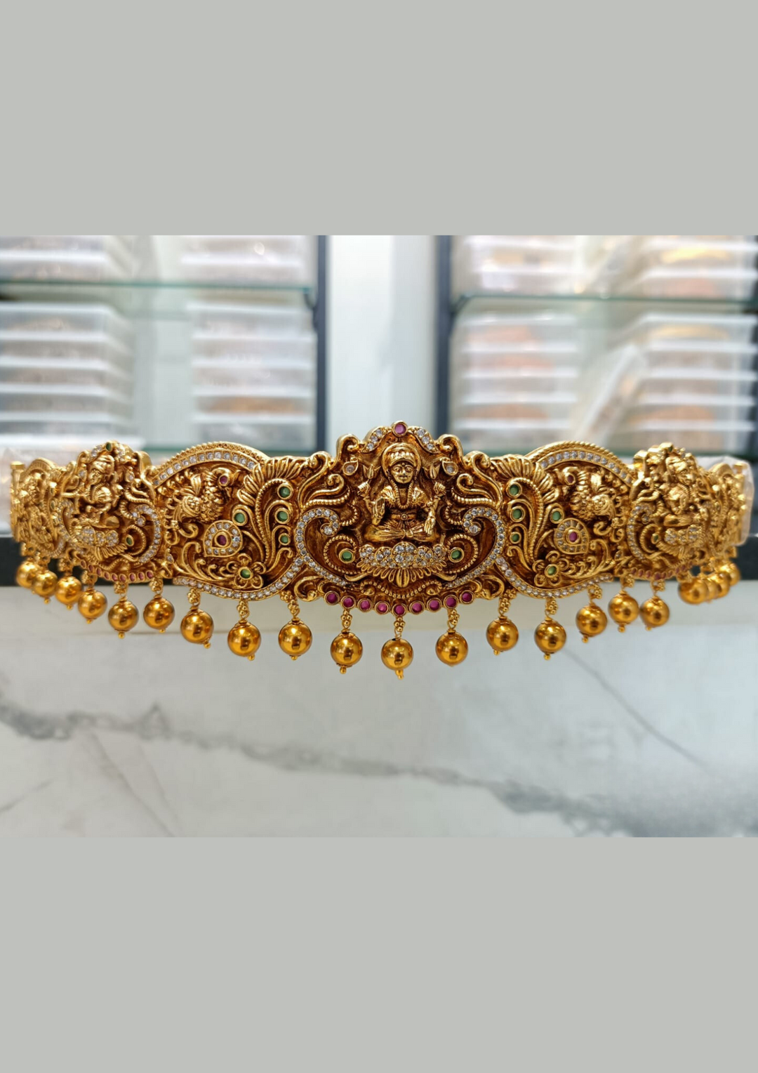 Kundan and beads nakshi temple jewellery hipbelt (vaddanam)   LC1028020
