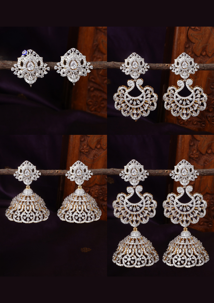 Set of 4: American diamond earrings  LC1015020