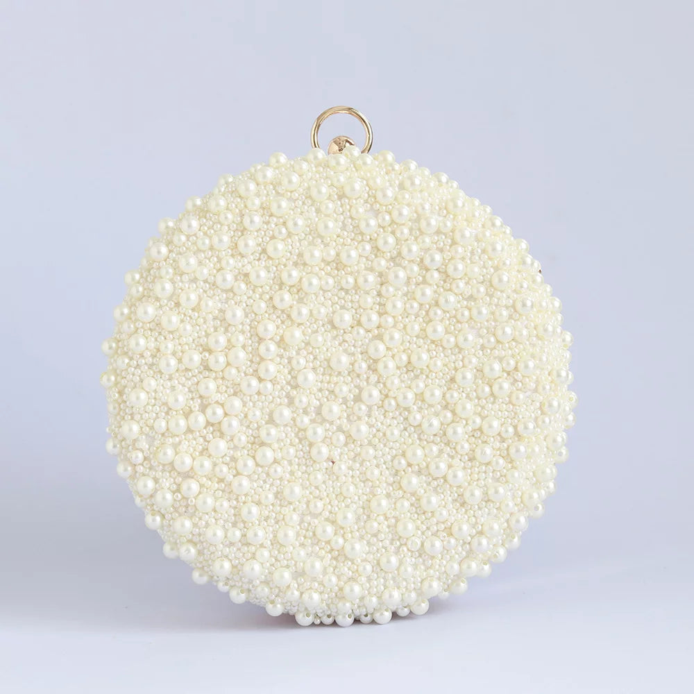 Gauhar All White Pearl Hand Embroidered Clutch TC