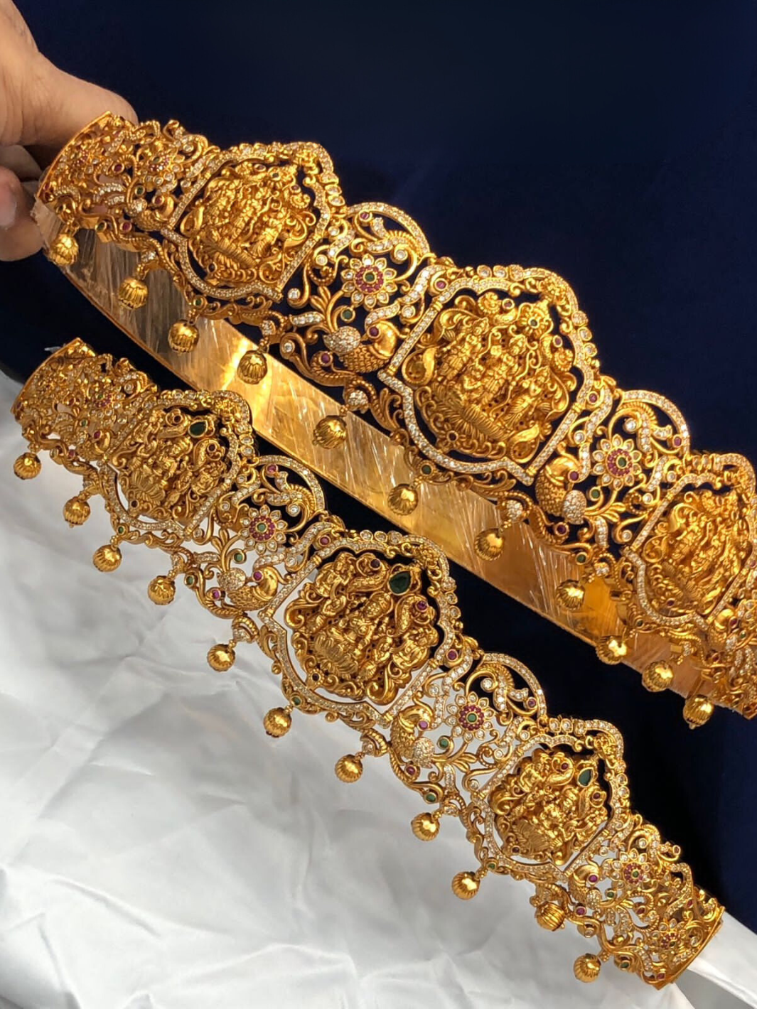 Temple jewellery Kundan and beads hipbelt (vaddanam) RA 438