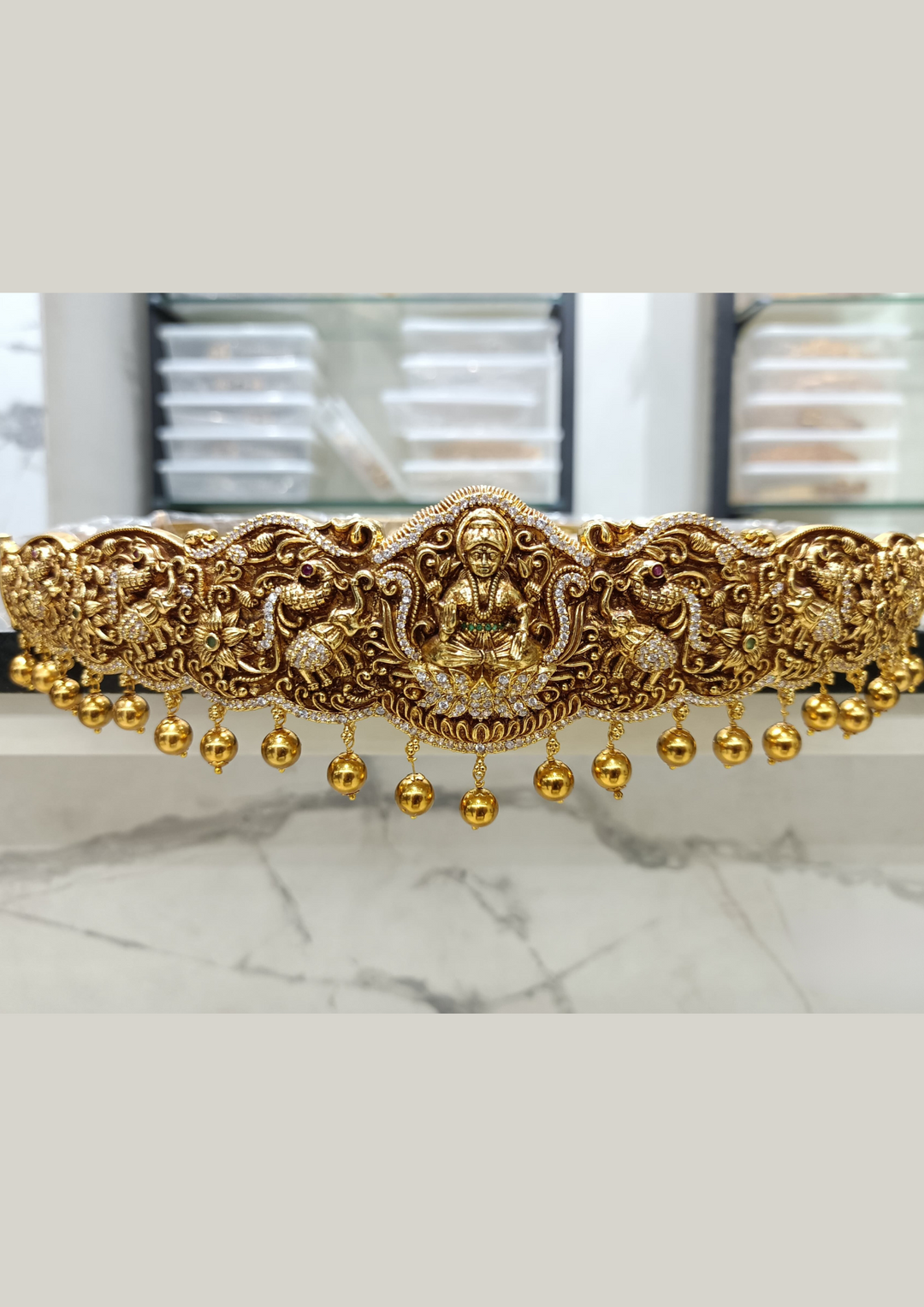 Kundan and beads temple jewellery hipbelt (vaddanam)  LC 1032020