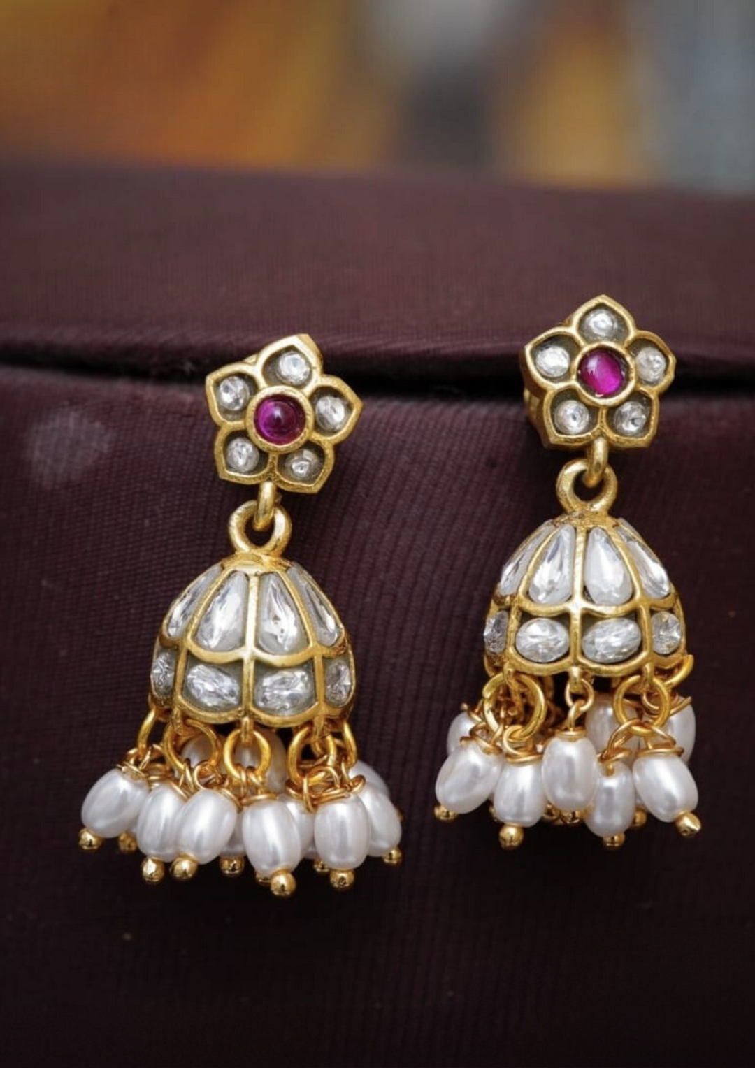Jadau Kundan and beads earrings Styleno235
