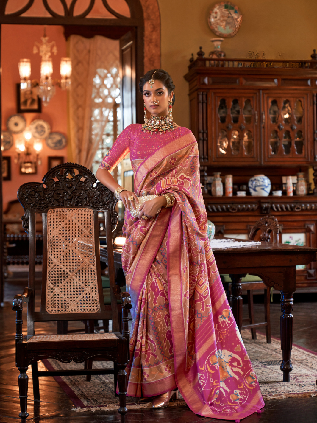 Premium silk party wear saree IF - Pink