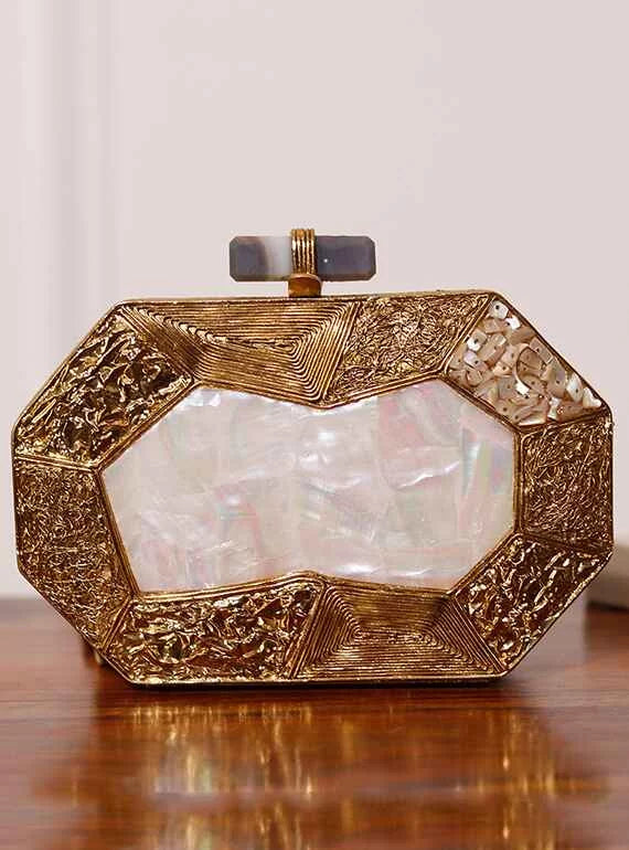 Inaayat Golden Mother of Pearl Clutch TC