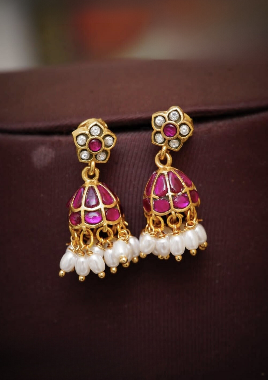 Jadau Kundan and beads earrings Styleno235