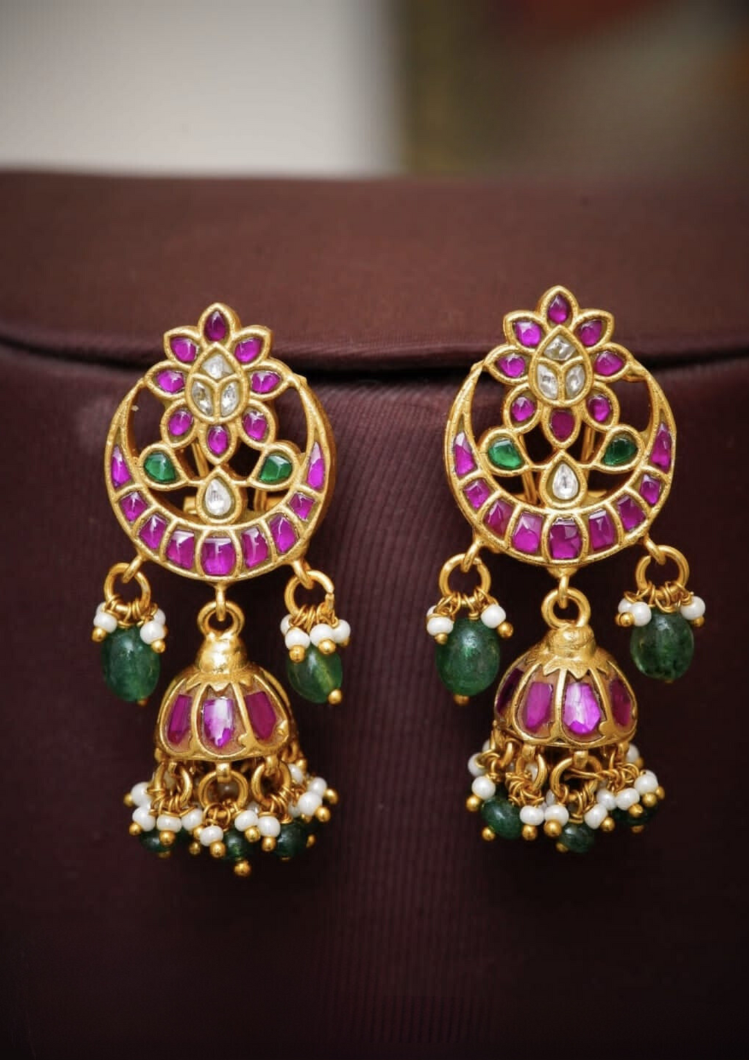 Jadau Kundan and beads earrings Styleno400