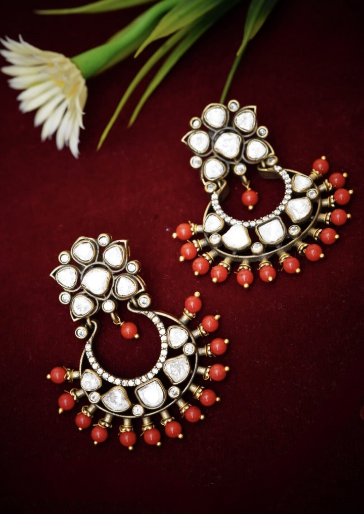 Kundan and beads temple jewellery earrings KC 180 S