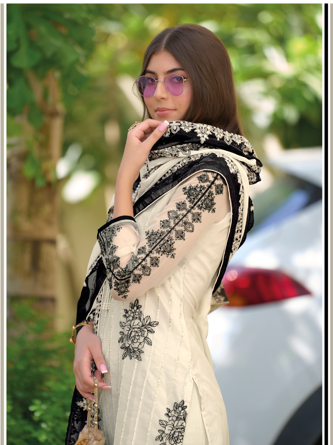 Premium Heavy organza salwar suit set with dupatta IF - White