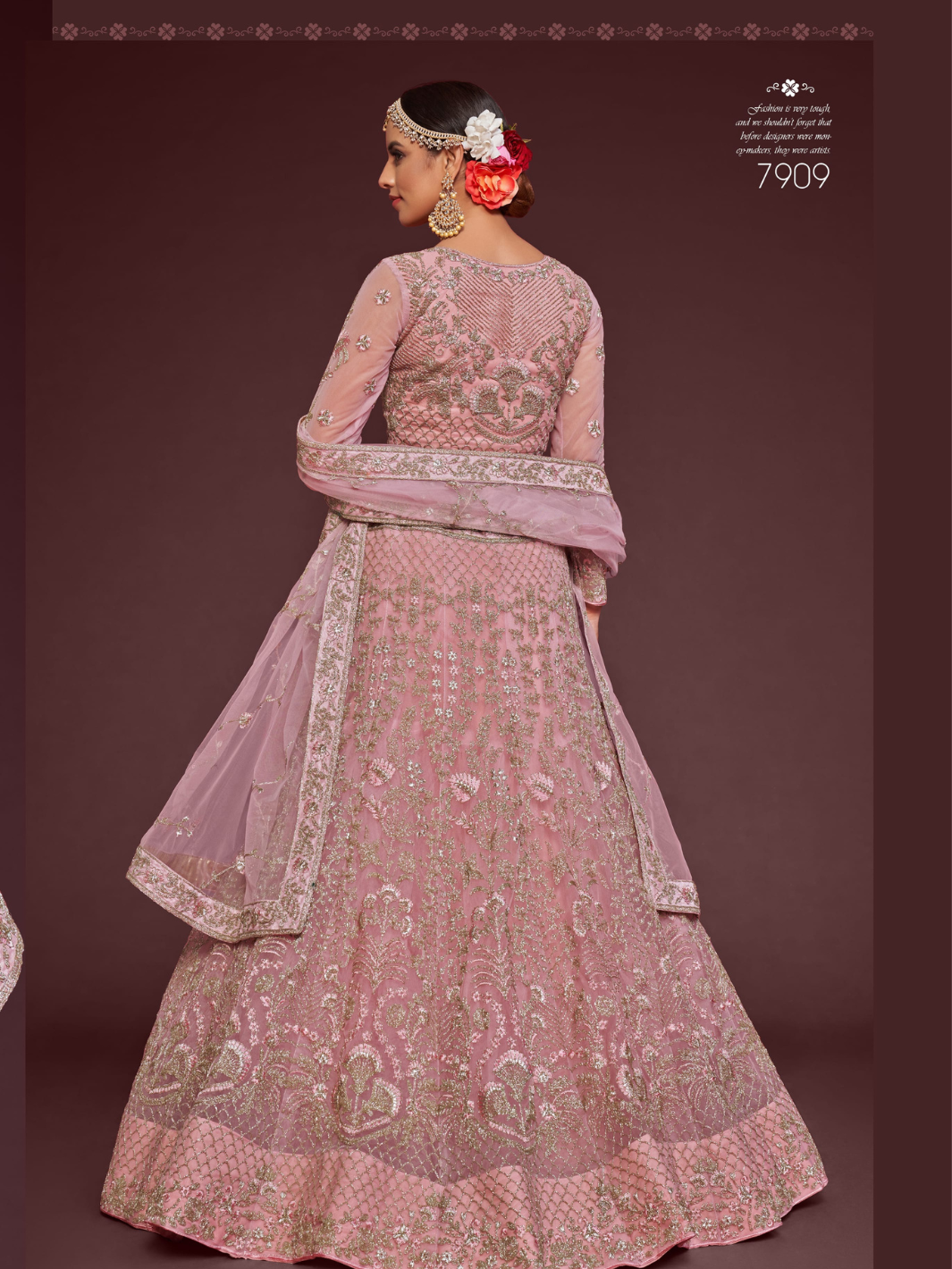 Shimmer full work PINK lehenga with long sleeve blouse and dupatta 7909