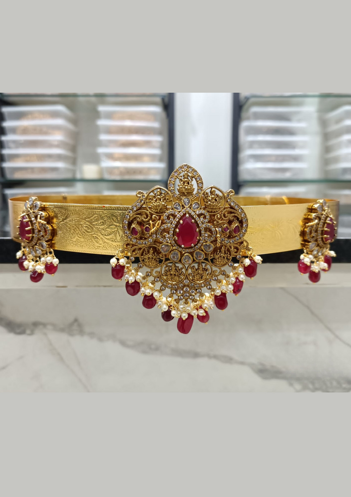 Kundan and beads temple jewellery hipbelt (vaddanam)LC1014020