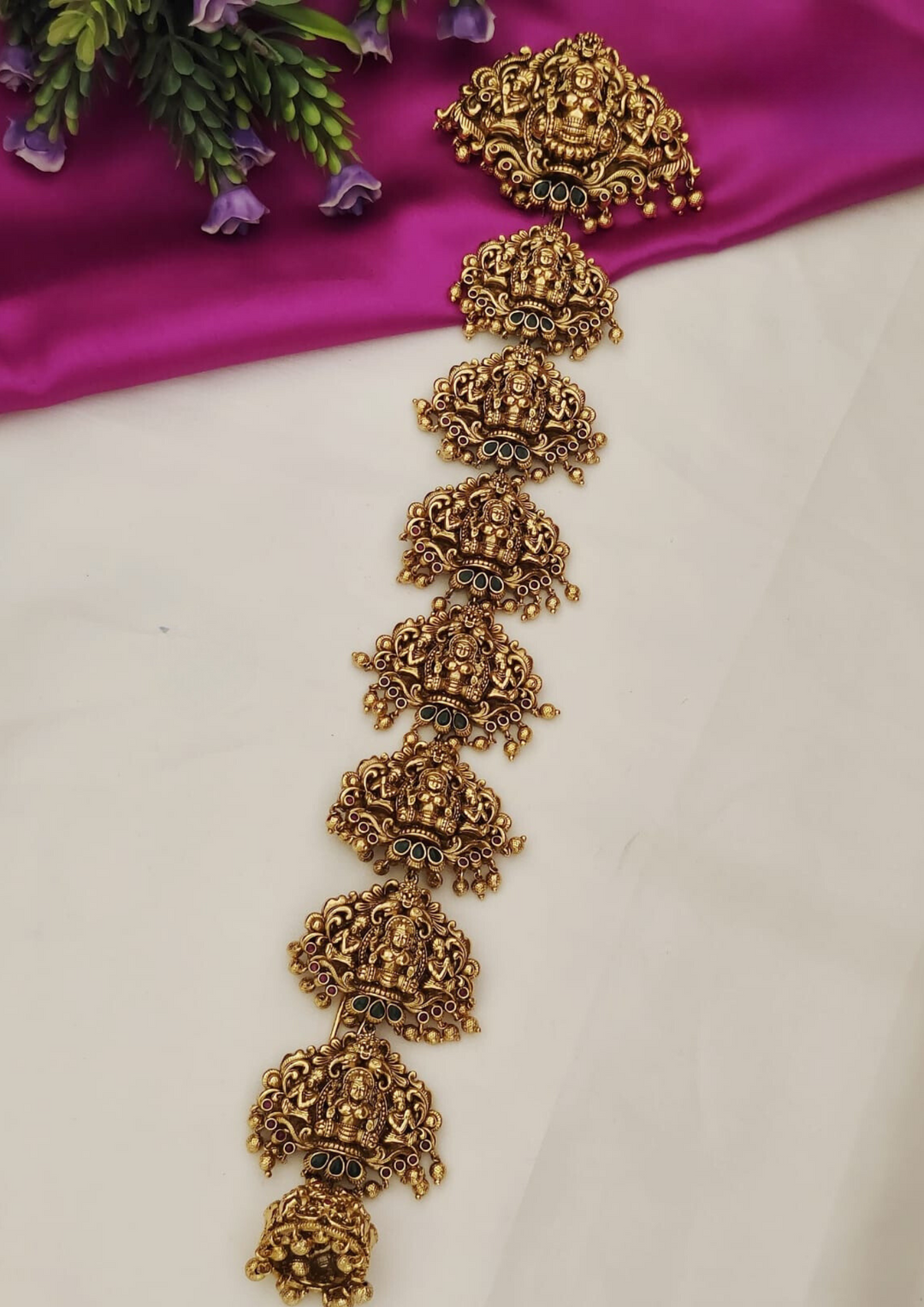 Hair braid choti temple jewelry gold kundan PC'S 600055
