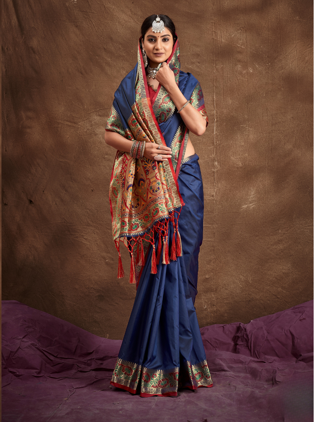 Premium Banarasi Silk saree IF - Dark Blue
