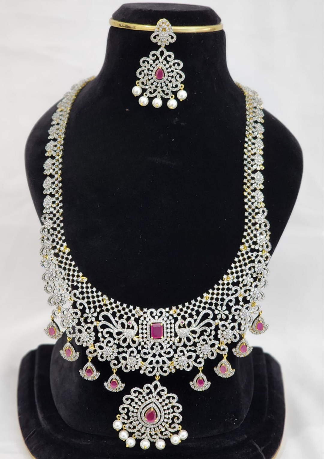 Kundan and beads necklace set with earrings PC'S 150011