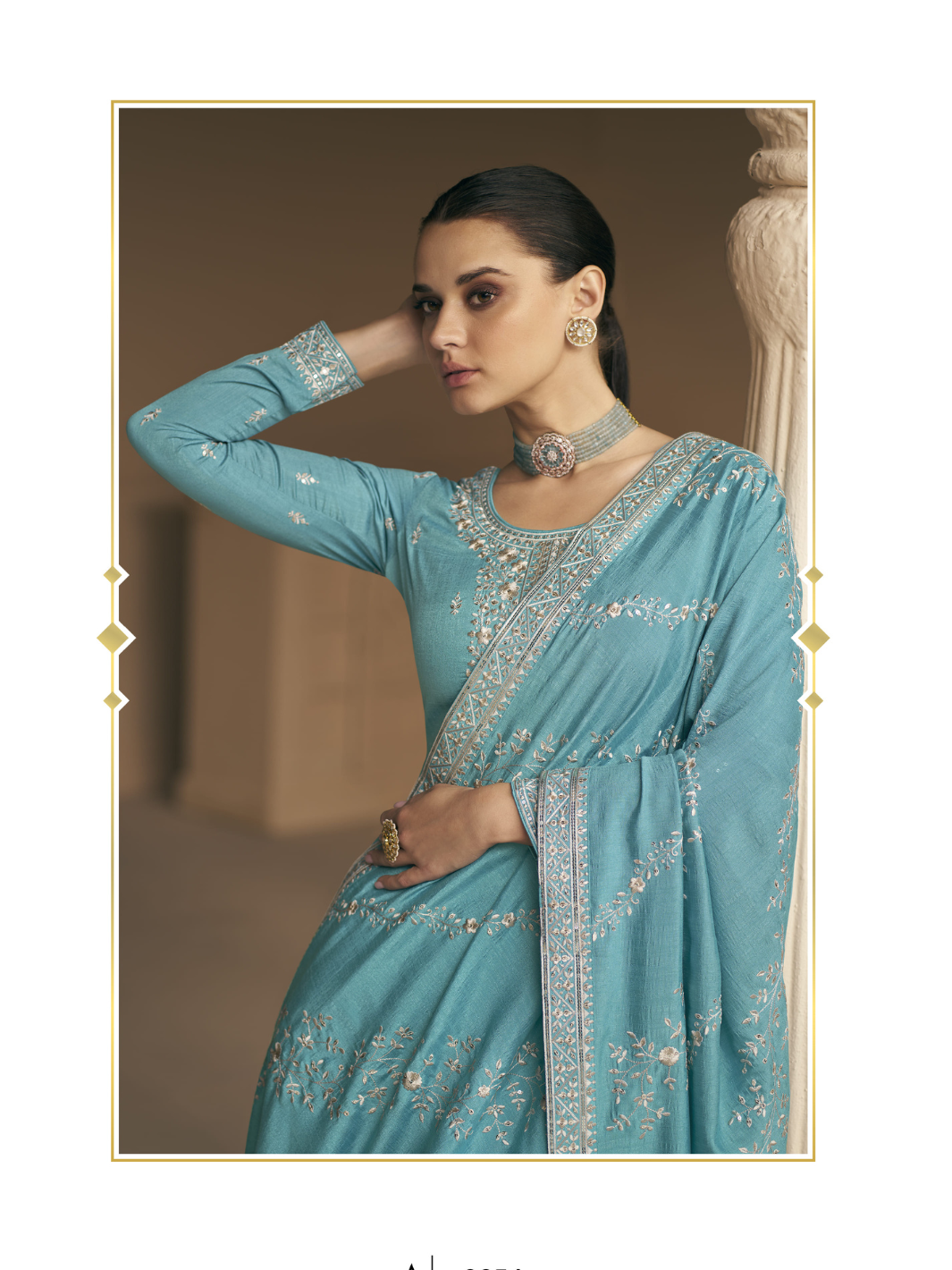 Premium silk salwar suit set with dupatta - blue IF