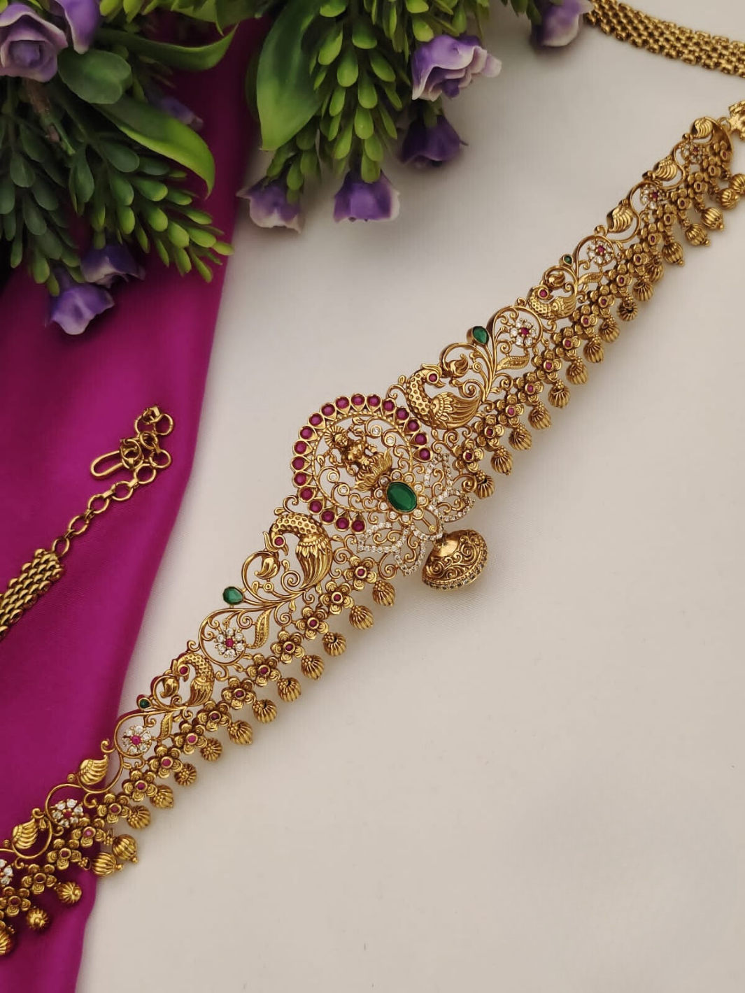 Tempe jewellery Kundan and beads hipbelt (vaddanam) PC 280042