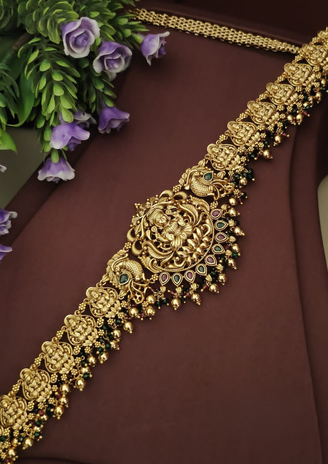 Kundan and beads temple jewellery hipbelt (vaddanam)   PC'S 380043