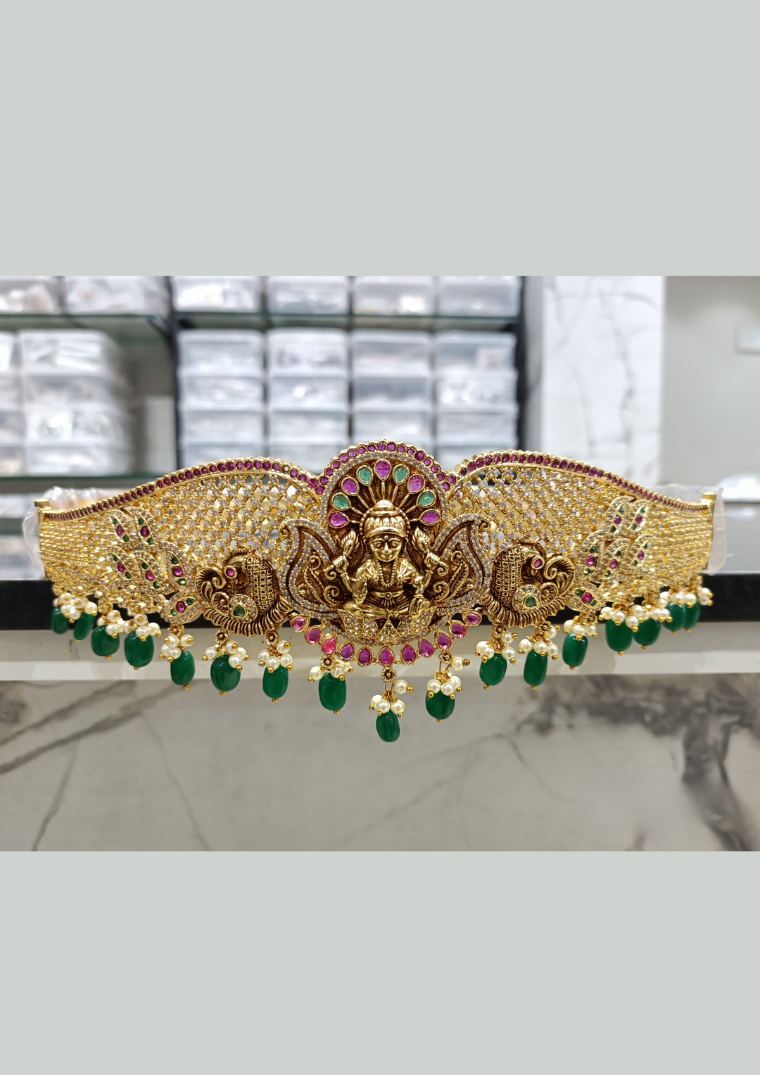 Kundan and beads temple jewellery hipbelt (vaddanam)  LC 1033020
