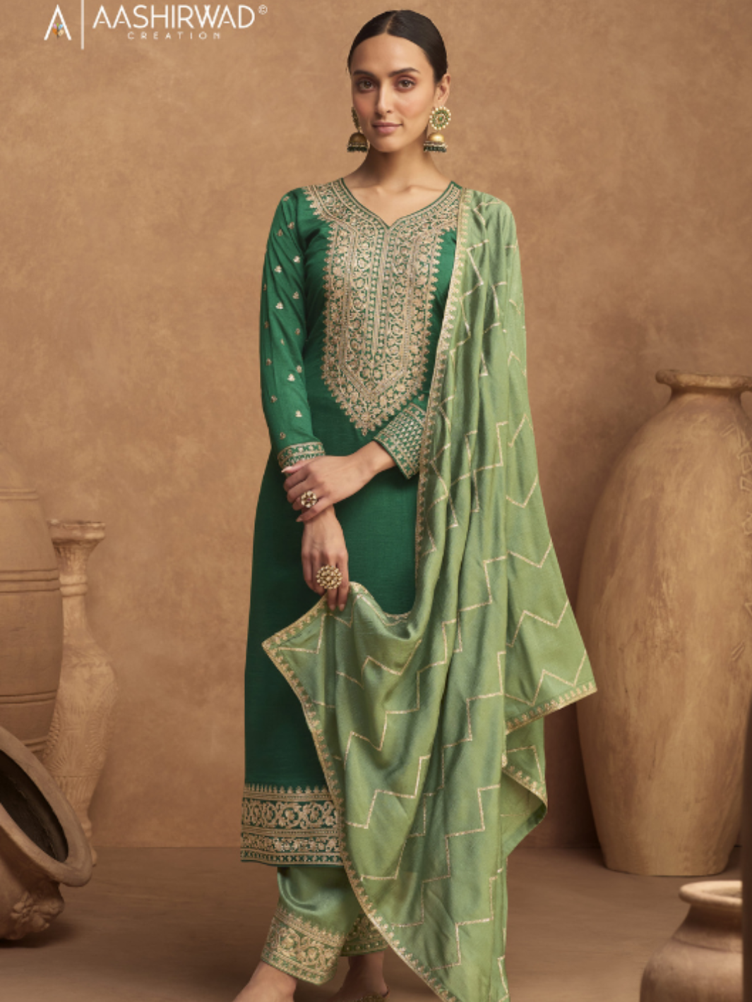 Premium green Salwar Suit with full work dupatta 9618
