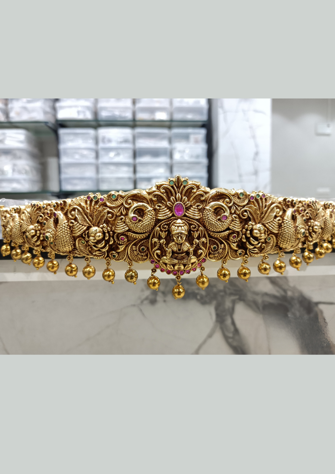 Kundan and beads temple jewellery hipbelt (vaddanam)  LC 1035020