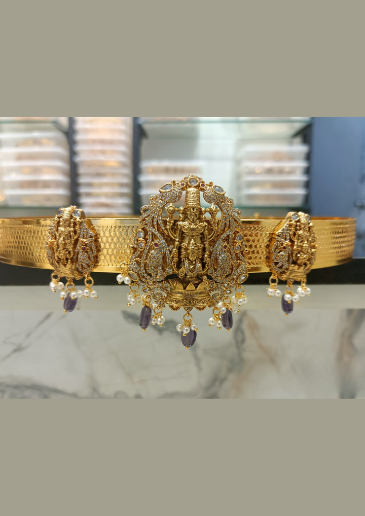 Kundan and beads temple jewellery hipbelt (vaddanam) LC1015020
