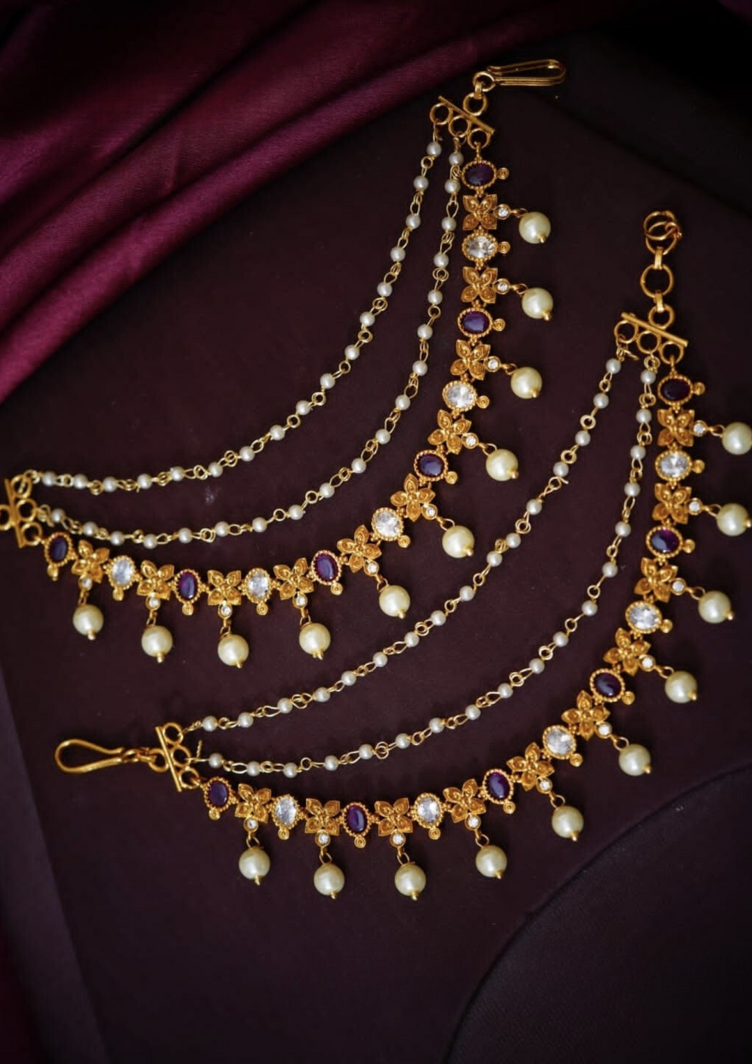 kundan and beads earchains Styleno 135
