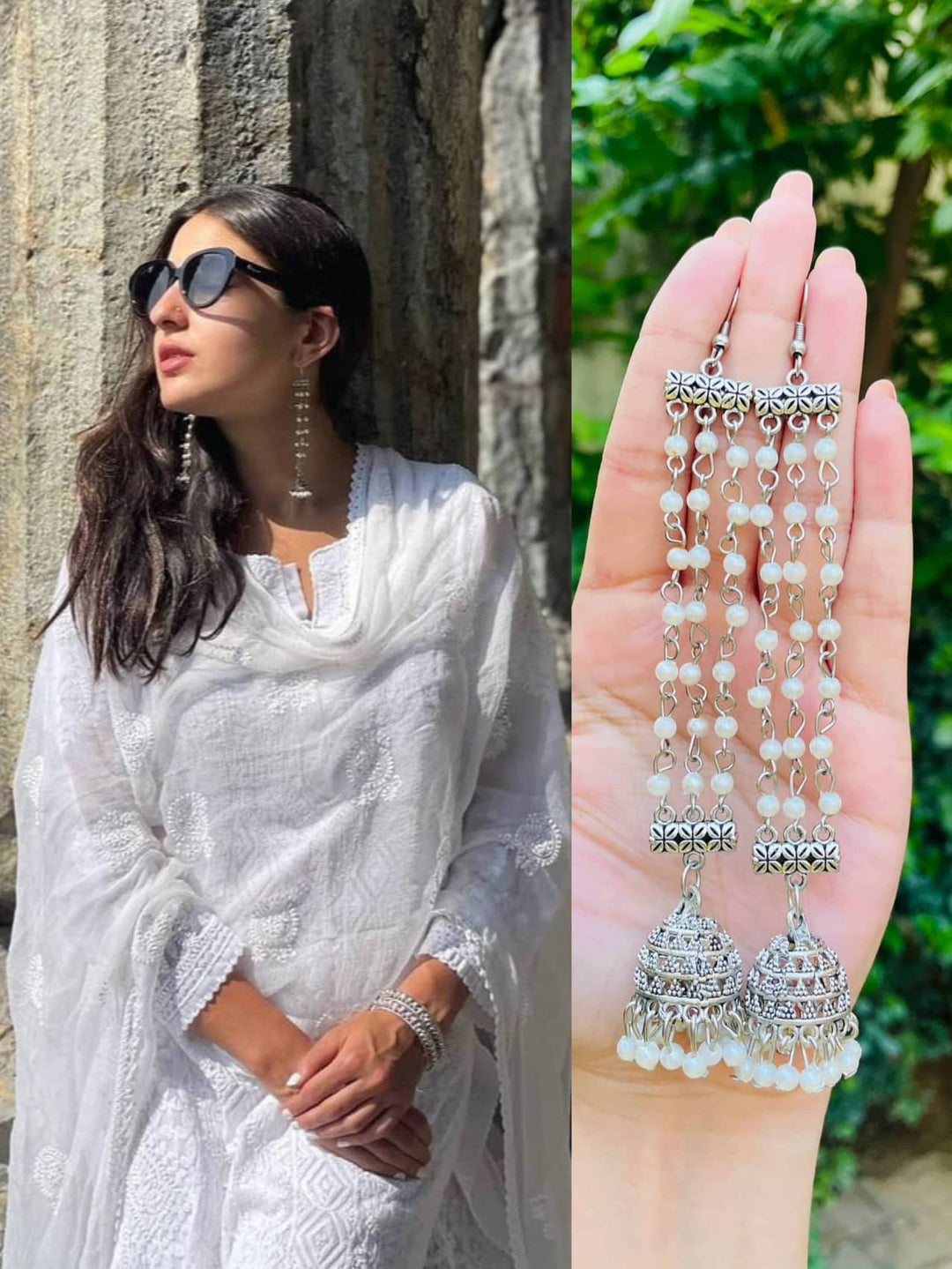 Sara Ali Khan white earrings SH