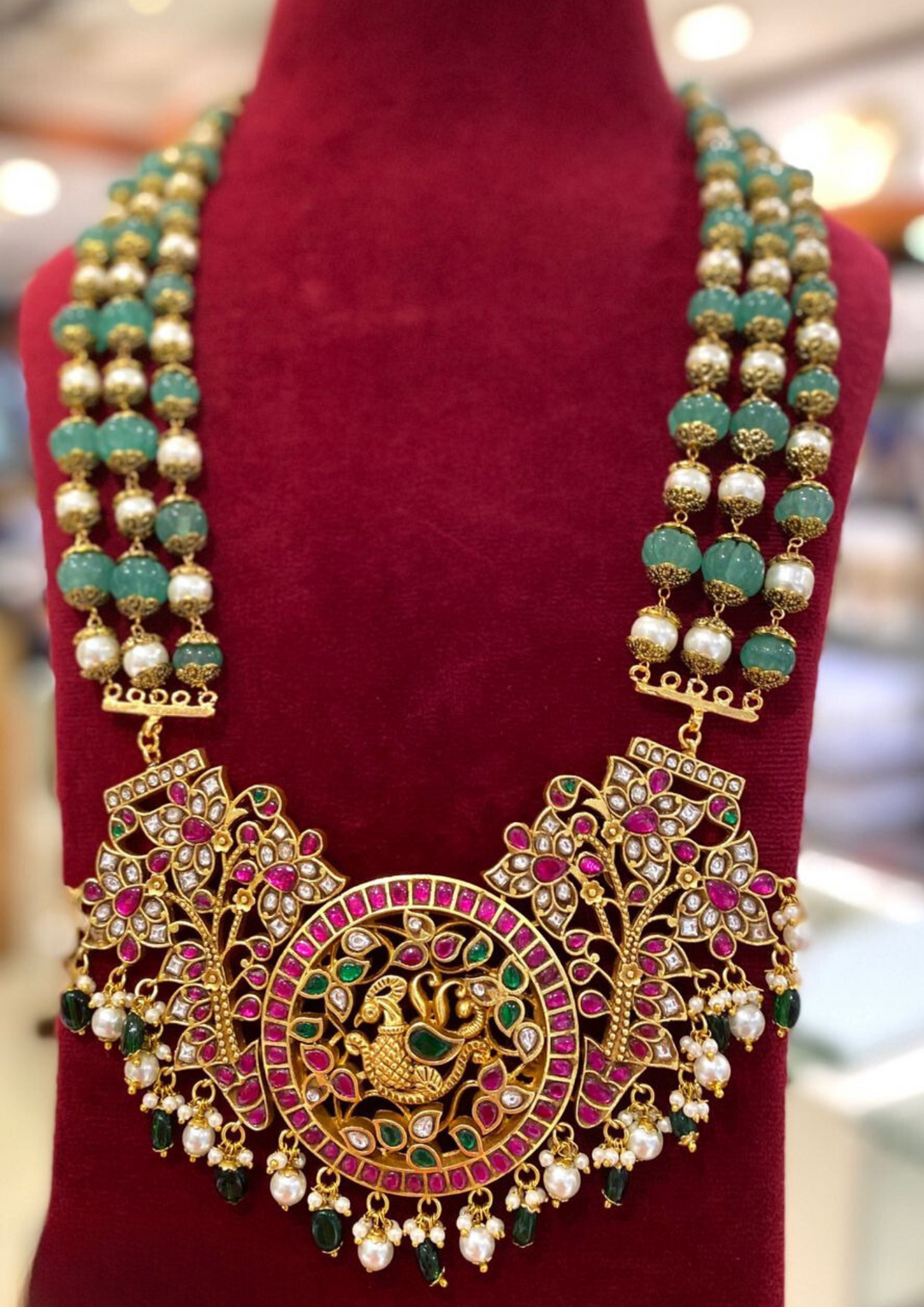 Jadau kundan and beads kemp 28 inches necklace NO 1592