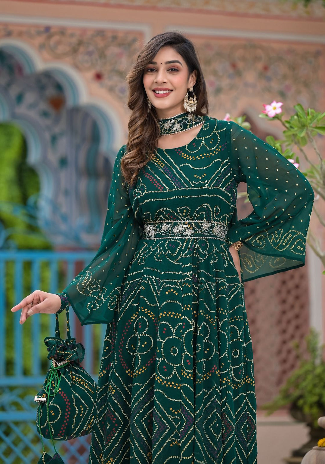 Premium Georget Anarkali dress  IF - Green