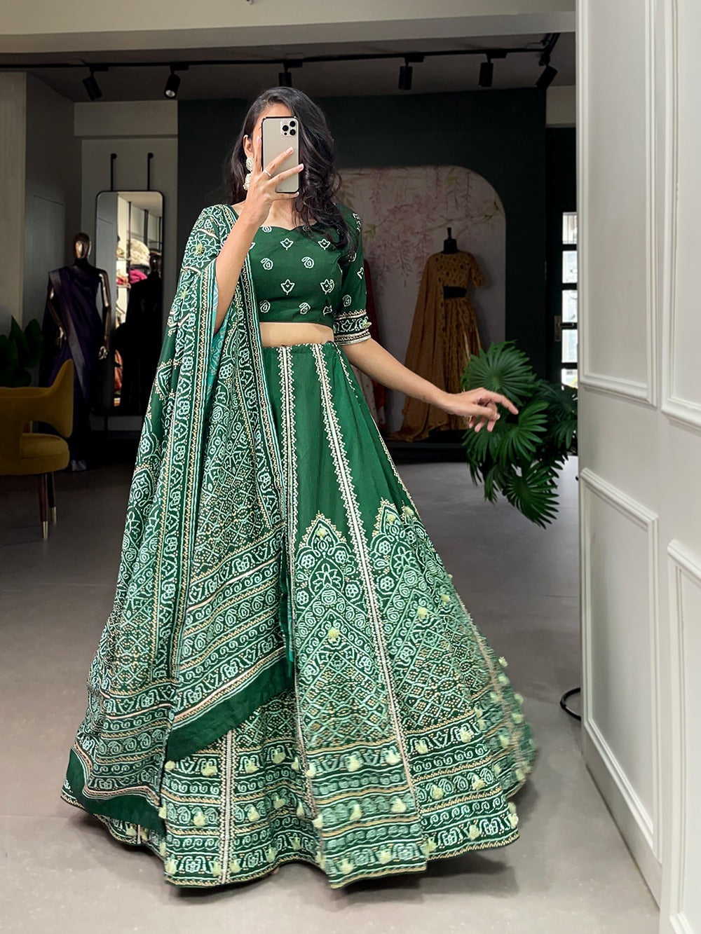 Premium gorgeous vaishali silk chaniya choli  IF - Green
