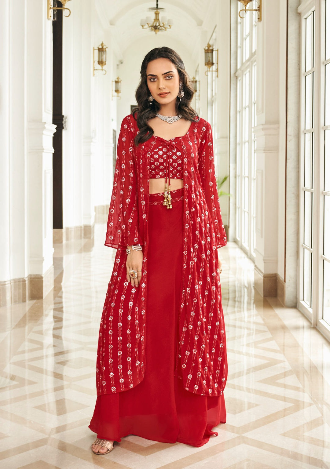 Pure Fox Georgette With Embroidery Work Salwar Suit IF - Red