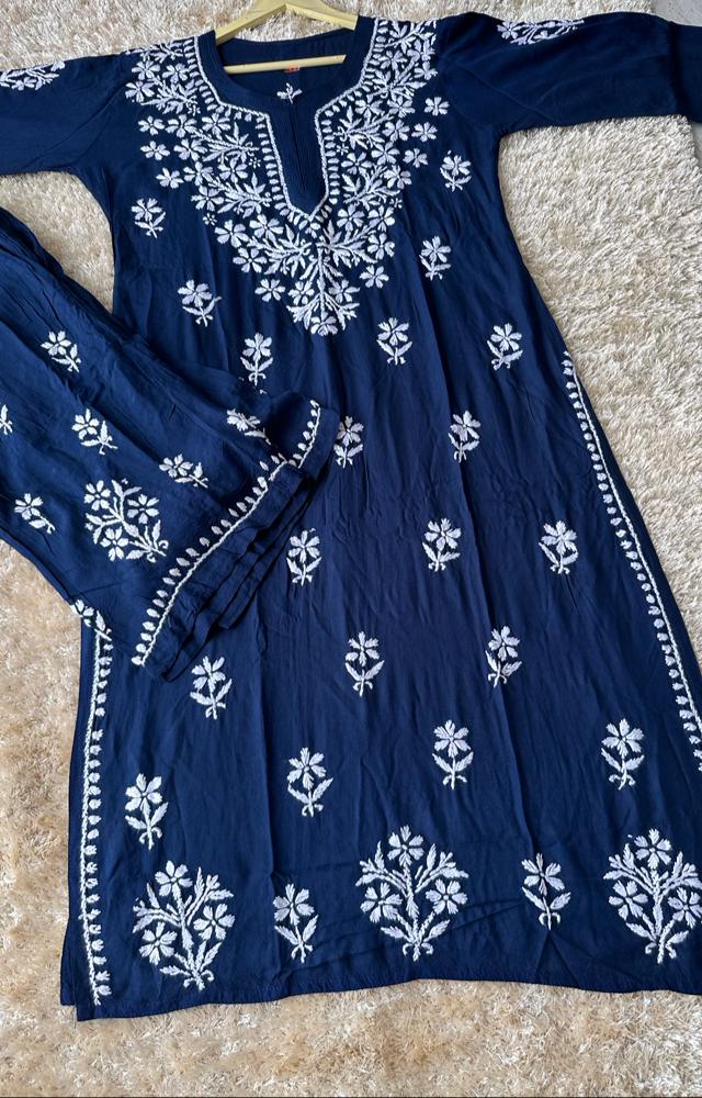 Modal fabric hand thread work chikankari kurti IF