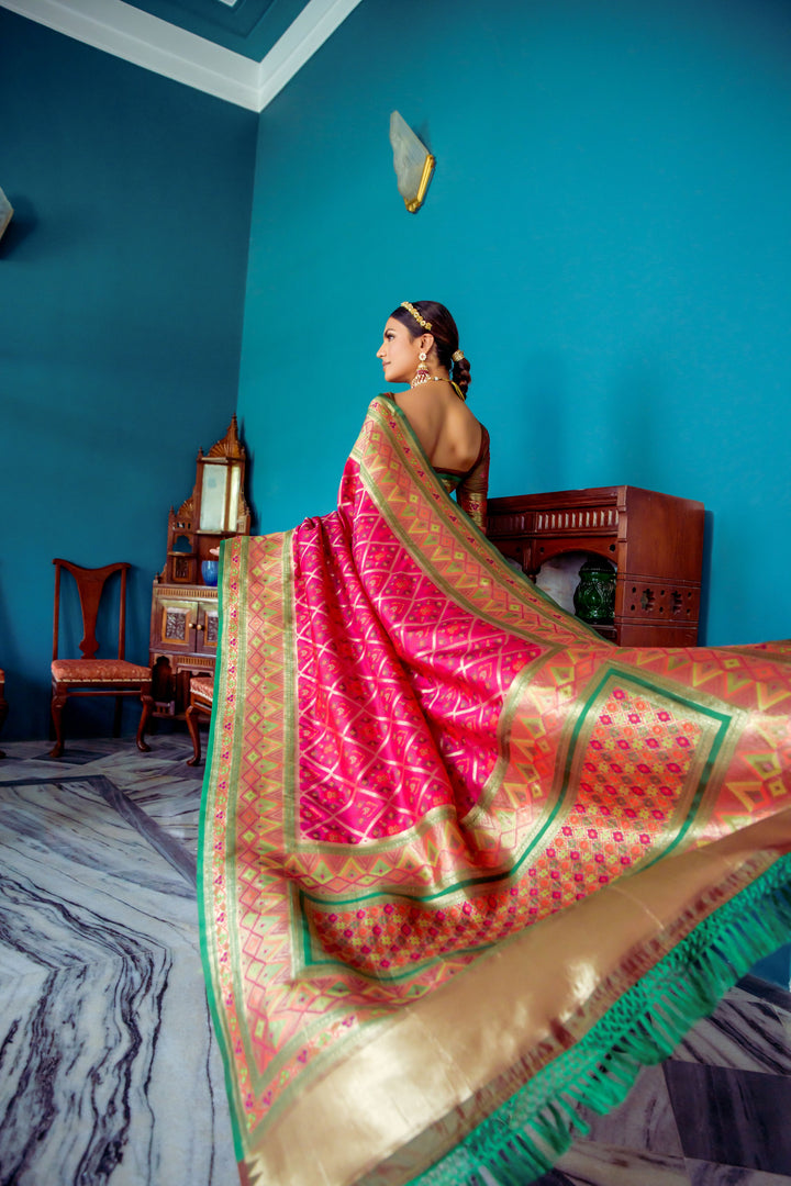 Banarasi Soft Silk Patola Saree IF - Pink