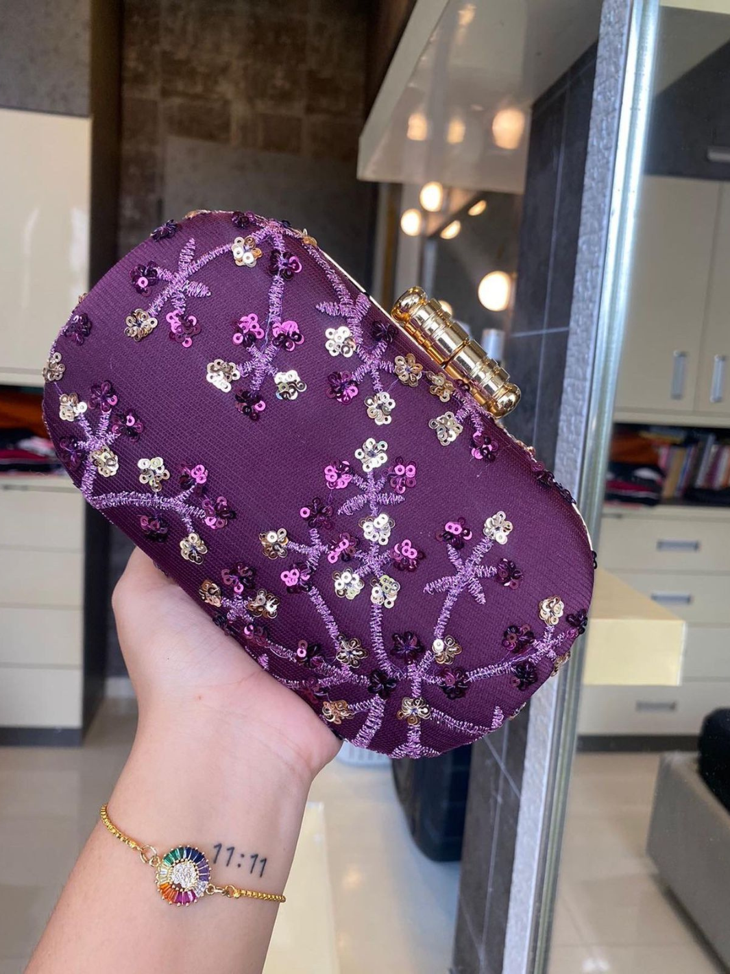 Handmade purple clutch bag